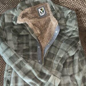 Green Plaid Sherpa-Lined Jacket